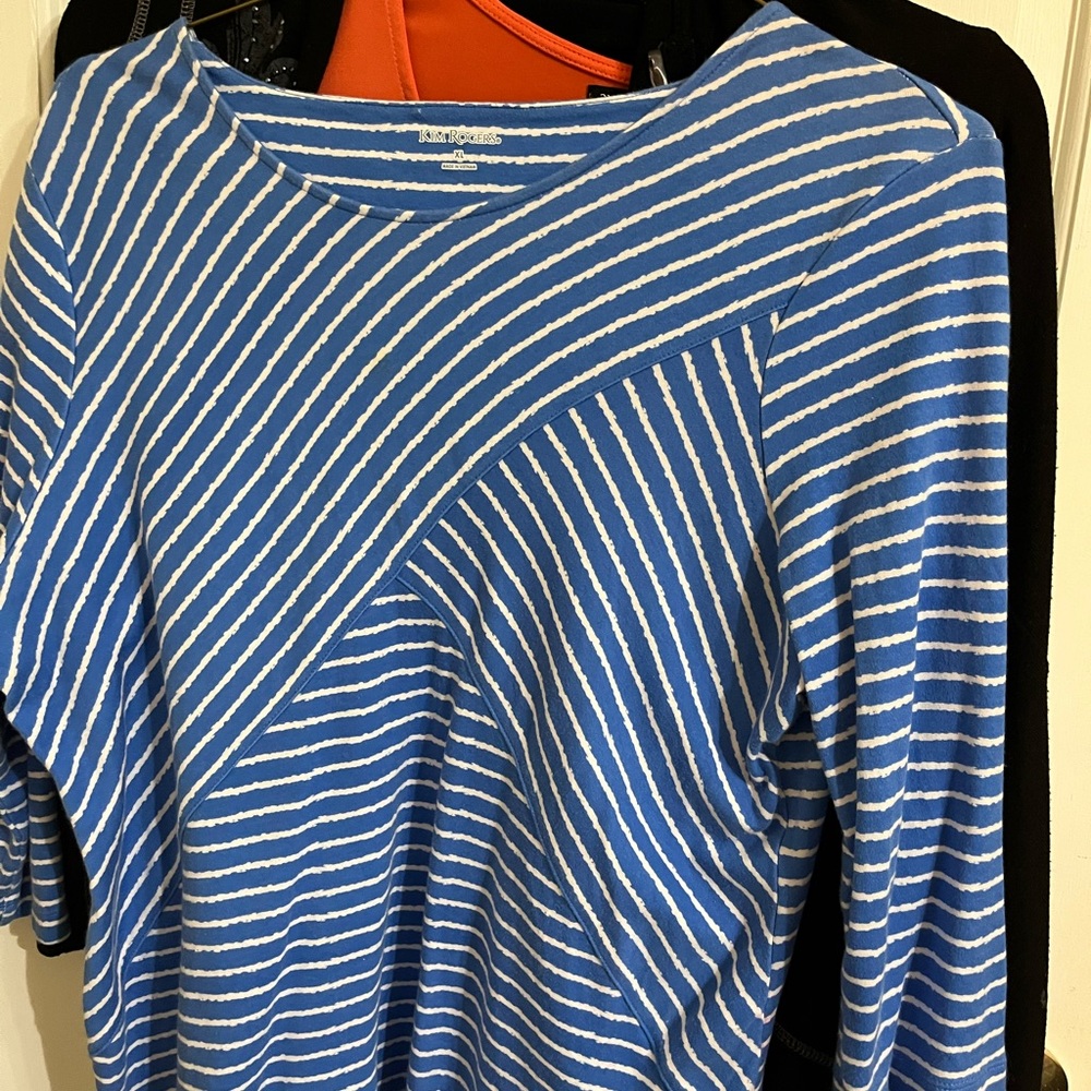 Kim Rogers Blue and White Striped Top - Picture 2 of 3